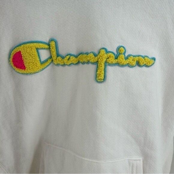 Women's Champion Reverse Weave Hoodie Sweatshirt White L - Picture 6 of 11